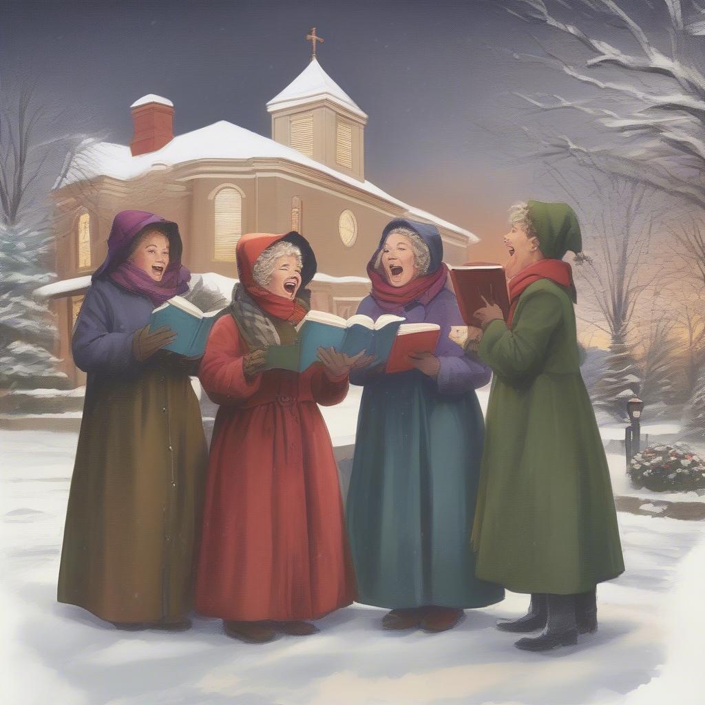 Christmas Carolers Singing in the Snow