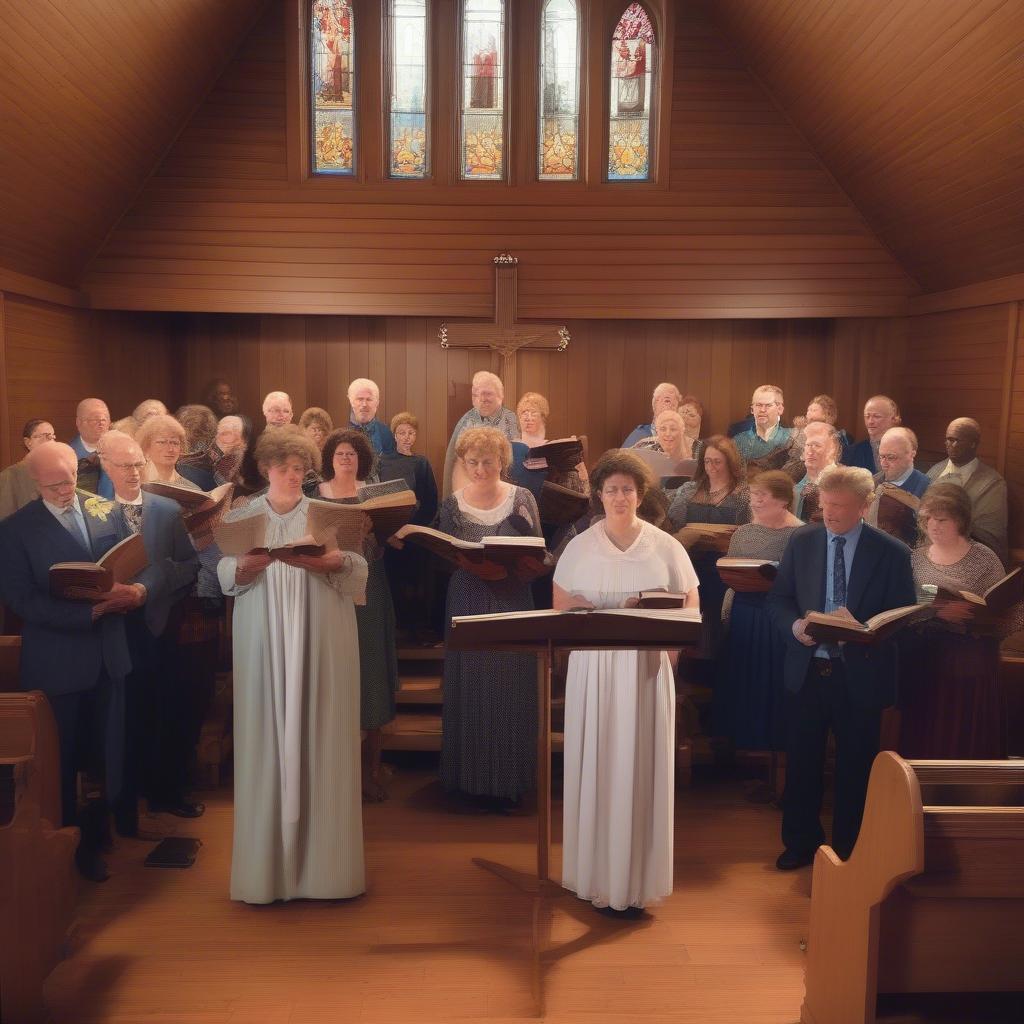 Classic Bluegrass Gospel Hymns Being Sung in a Church