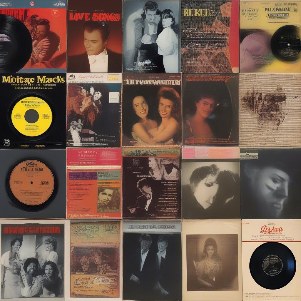 Vintage Vinyl Records of Classic Love Songs