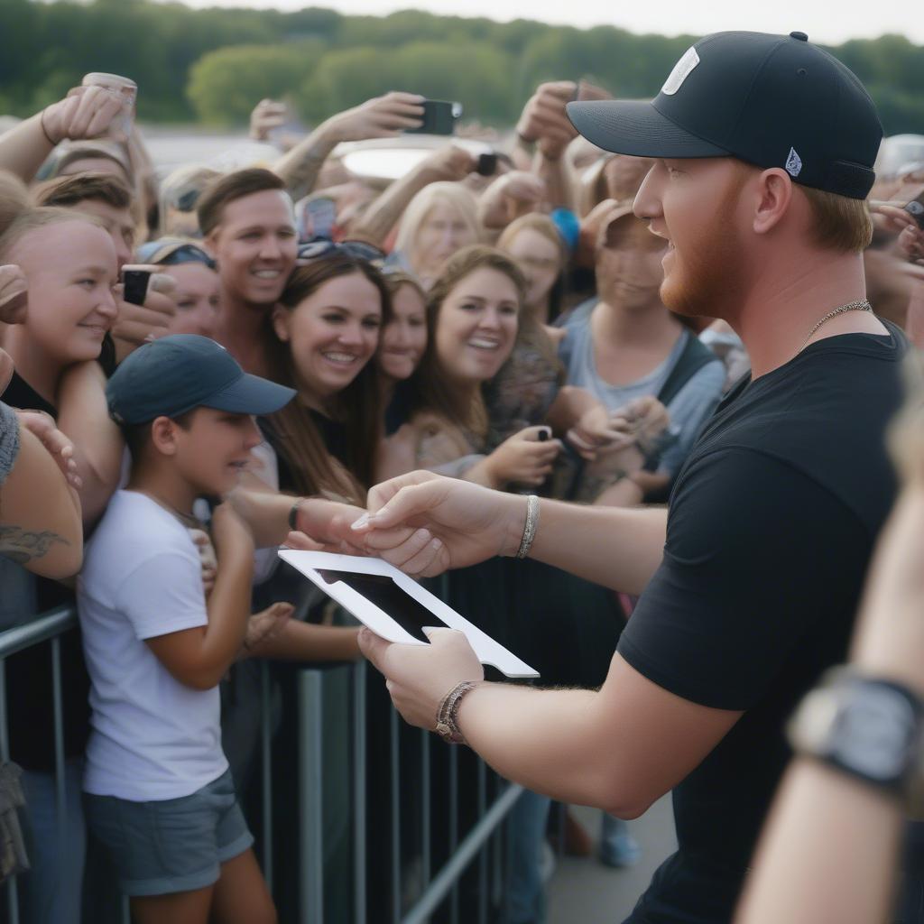 Cole Swindell meeting and interacting with fans