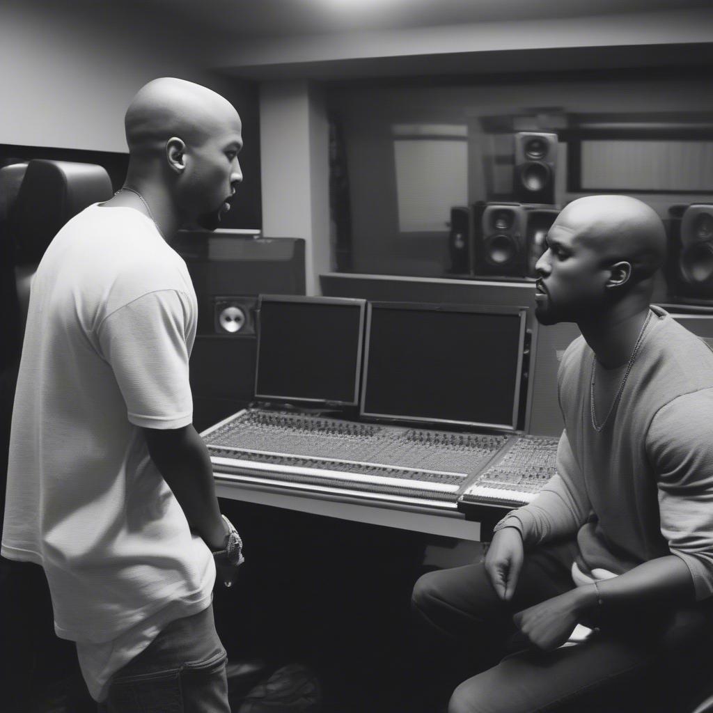 Common and Kanye West in the studio