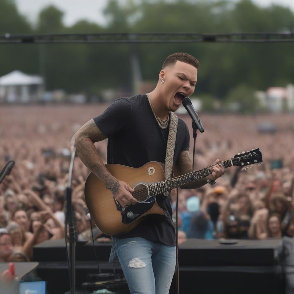 Kane Brown performing at the 2019 Country Jam USA Festival