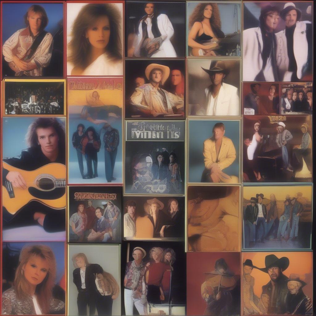 Country-Pop Crossover of the 1990s: Images representing the blending of country and pop music genres, including album covers and performance stills.