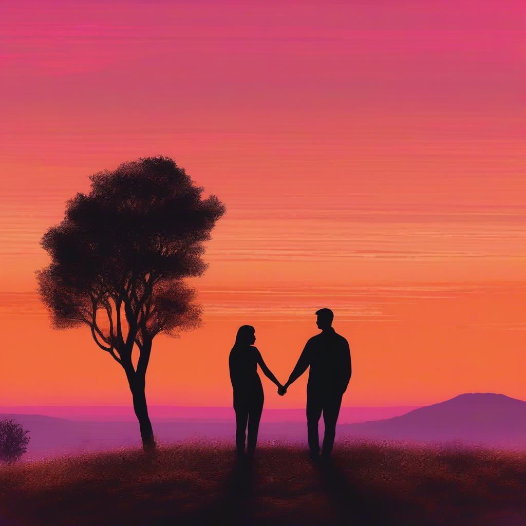 Couple Holding Hands at Sunset