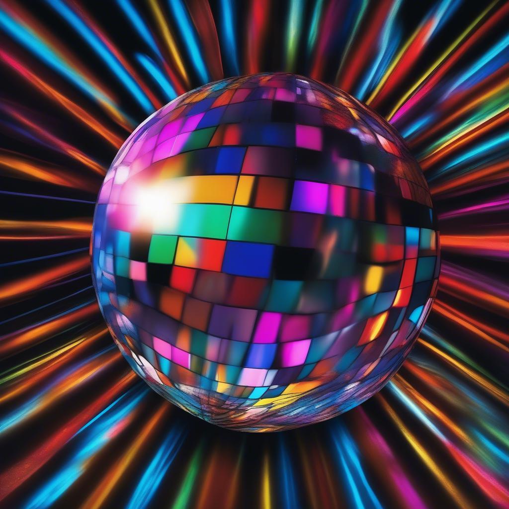 Rotating disco ball casting colorful lights