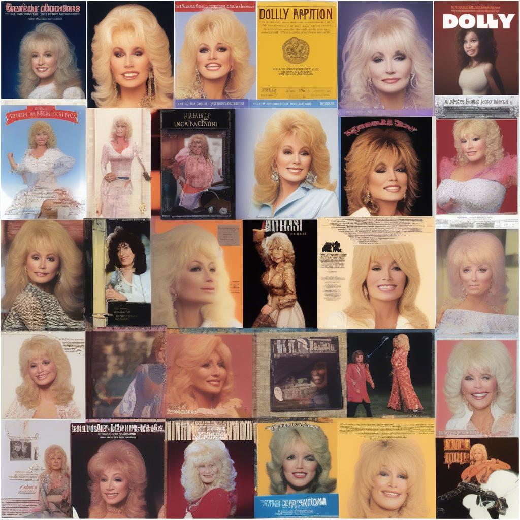 A collage of Dolly Parton's album covers