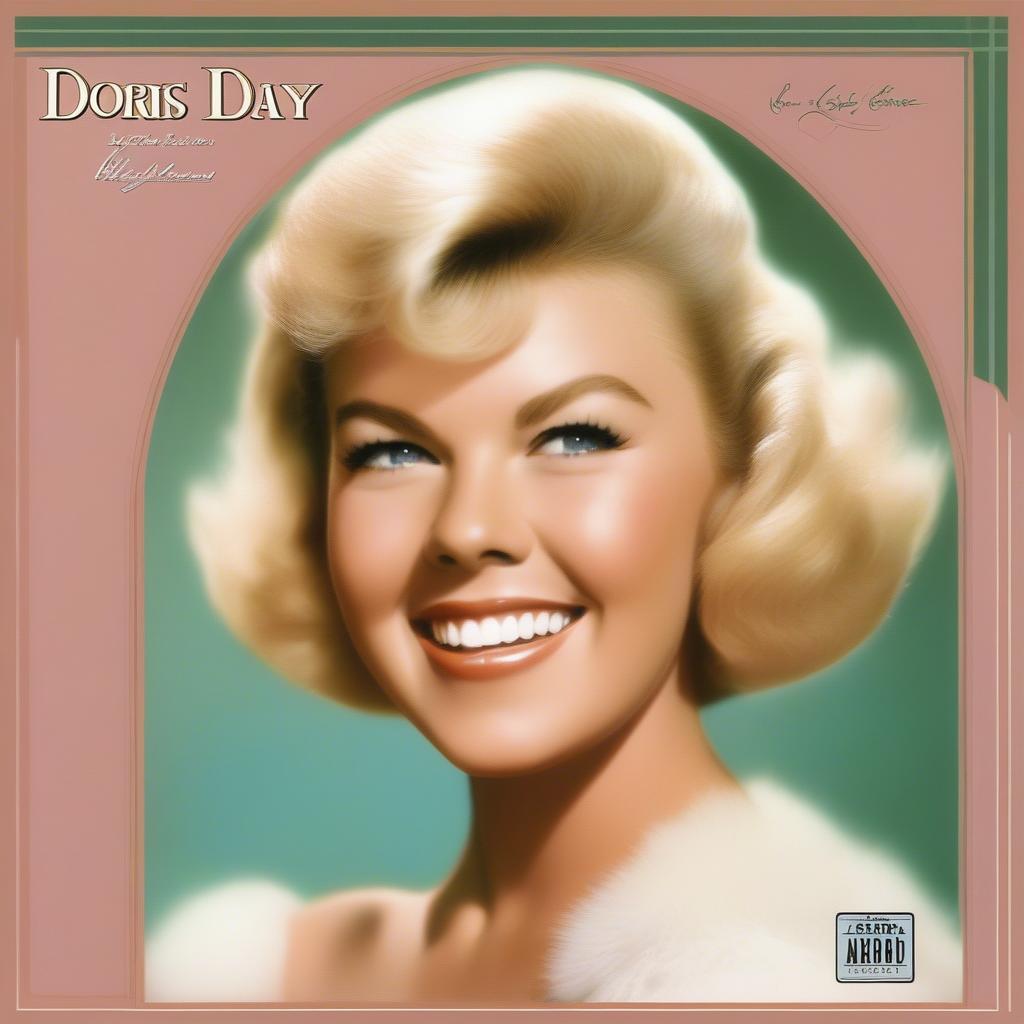 A vintage album cover featuring a portrait of Doris Day, showcasing her classic Hollywood glamour.