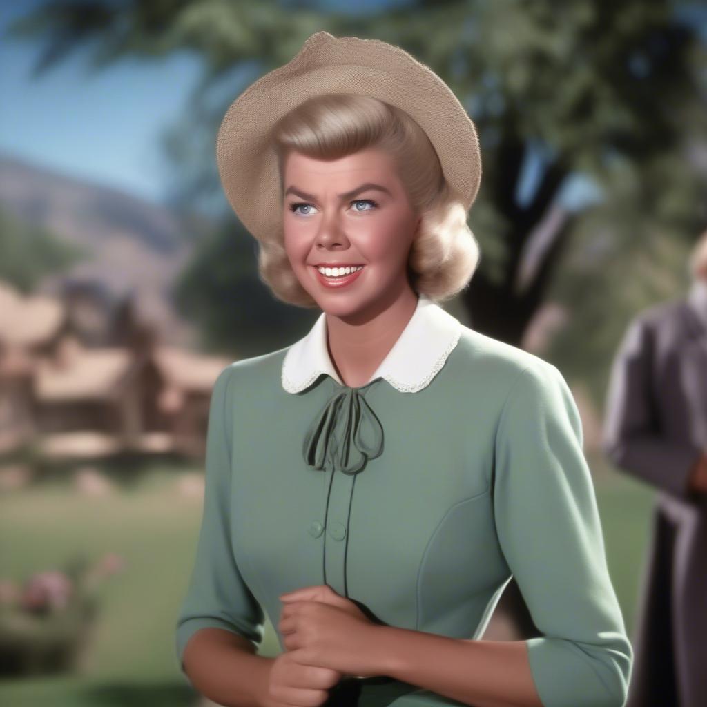 A still from one of Doris Day's classic films, showcasing her on-screen charisma and charm.