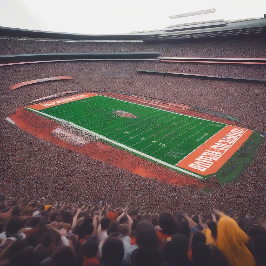 Fans Cheering in a Football Stadium