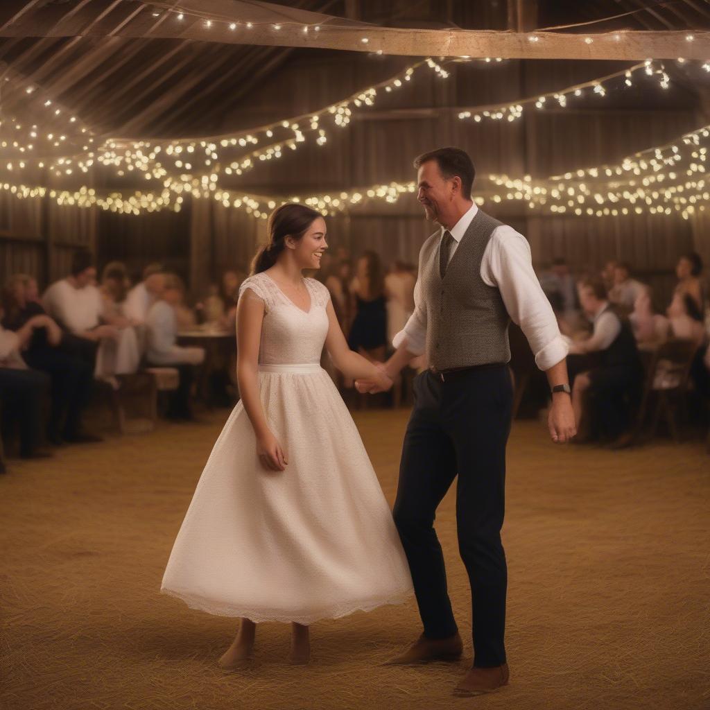 Father and Daughter Dancing at a Country Wedding