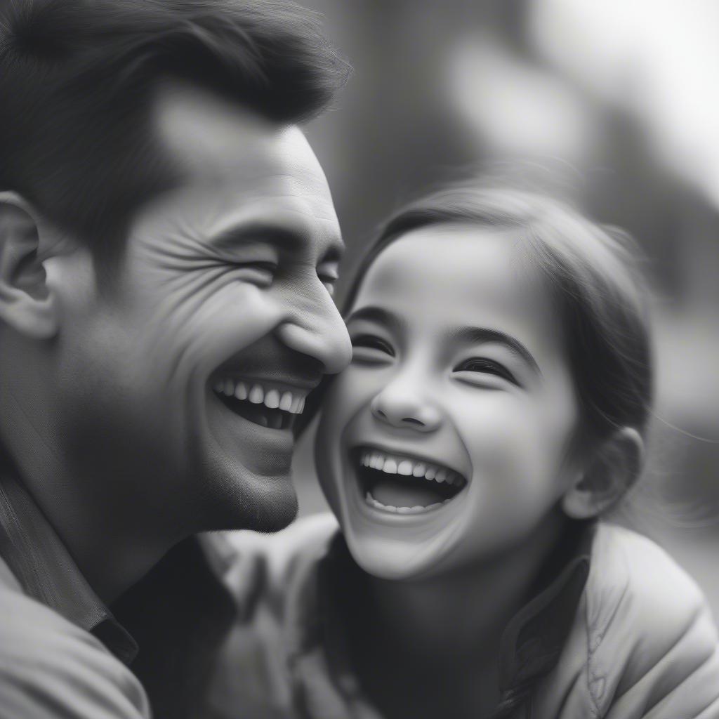 Father and daughter laughing together