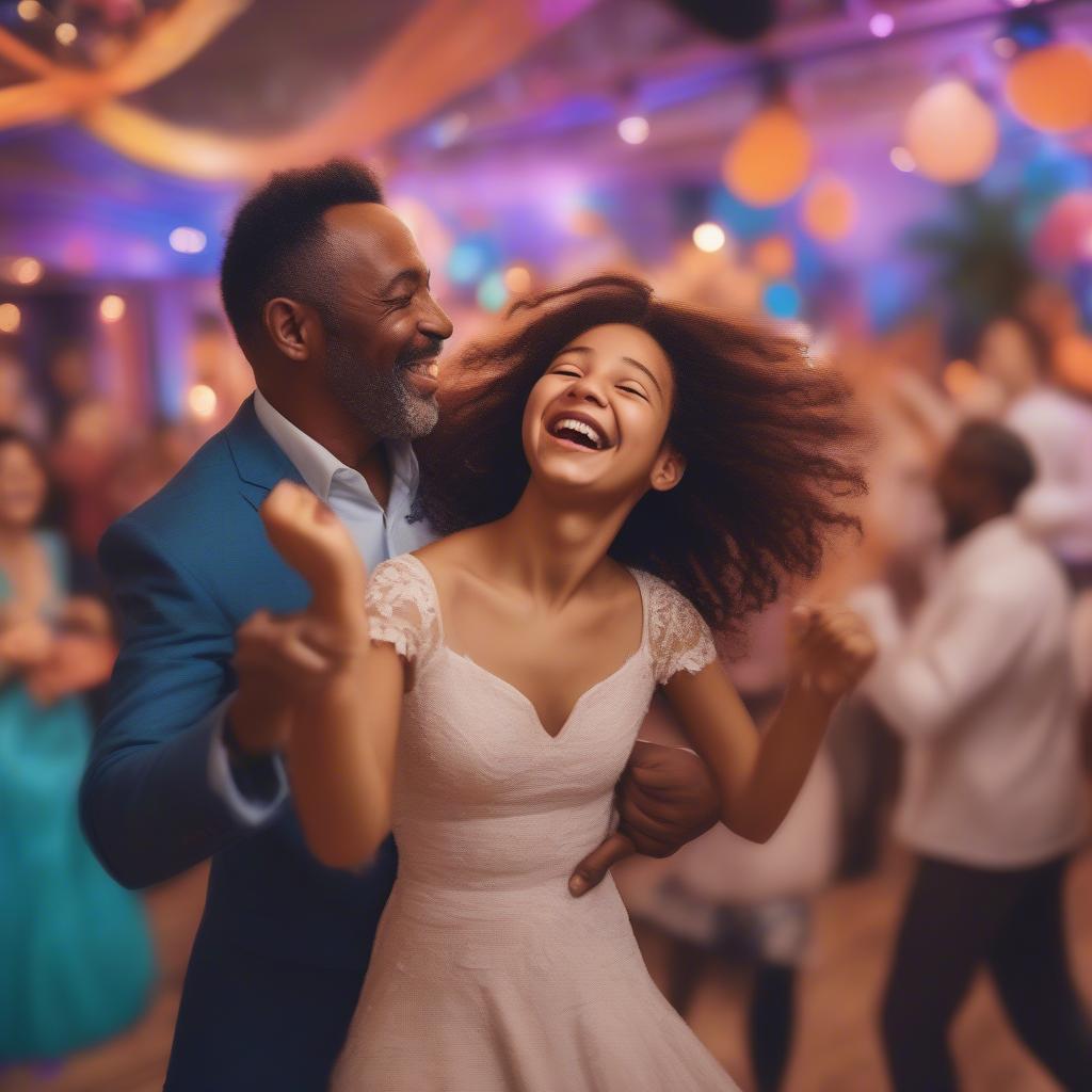 Father and Daughter Dancing to an Upbeat Song