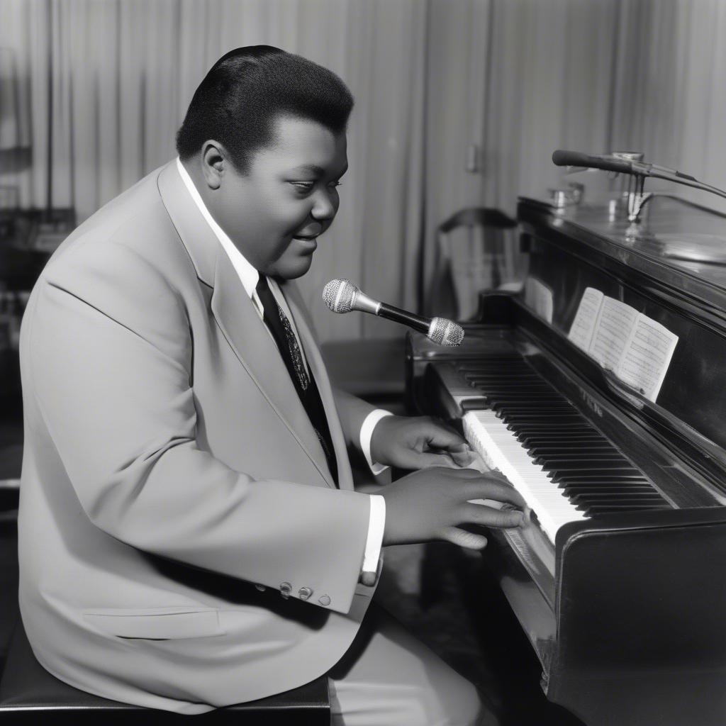 Fats Domino playing piano for "Blueberry Hill"