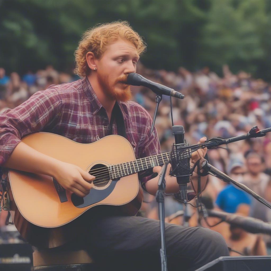 Tyler Childers performing a heartfelt set at FloydFest 19