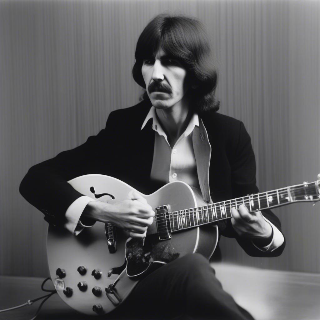 George Harrison playing guitar