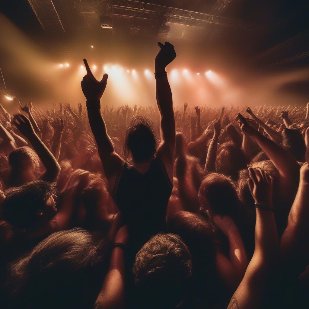 Crowd surfing at a heavy metal concert