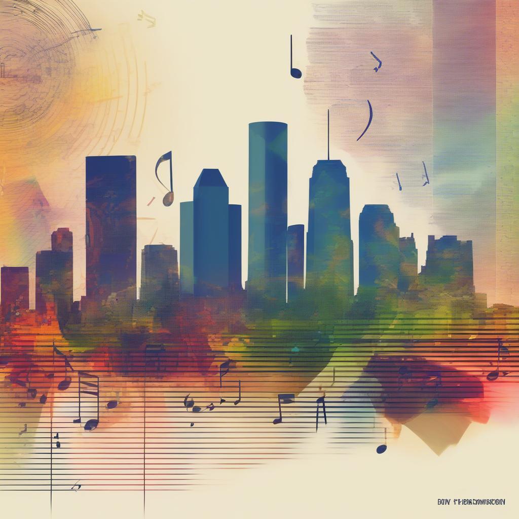 Houston Skyline with Music Notes