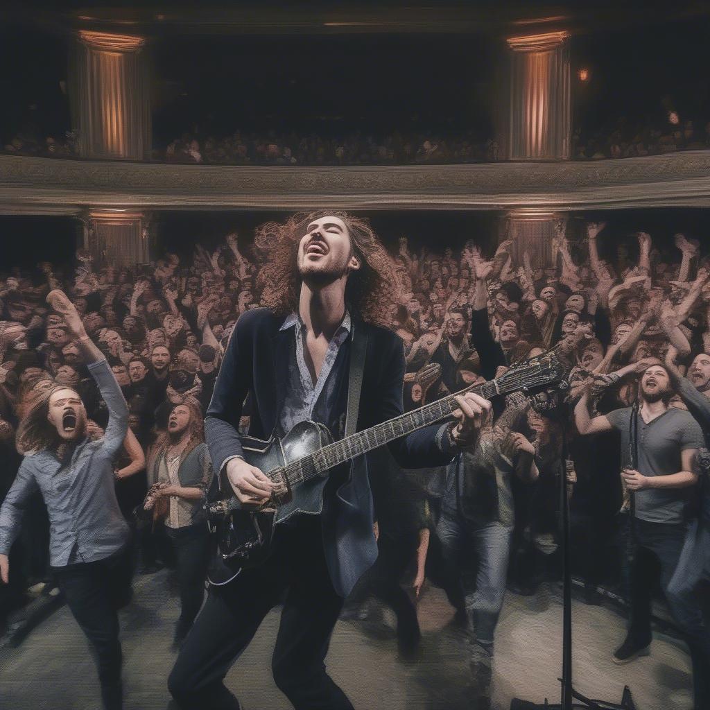 Hozier performing "Work Song" live with his band