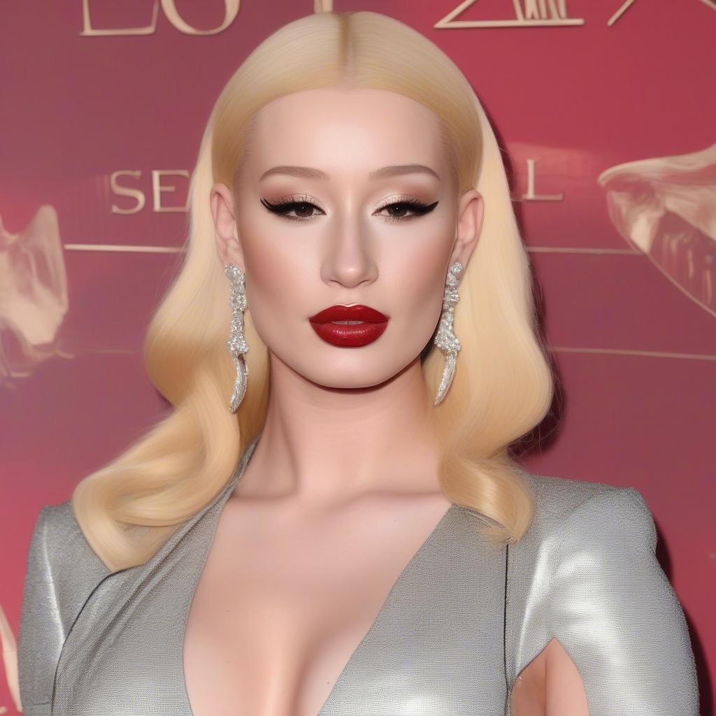 Iggy Azalea posing on the red carpet, showcasing her fashion sense.