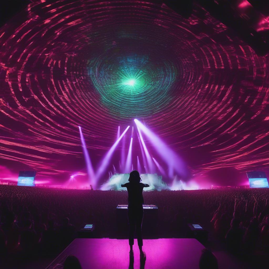 Ilesoniq 2019: Rezz performing "Mass Manipulation" with her signature visuals.