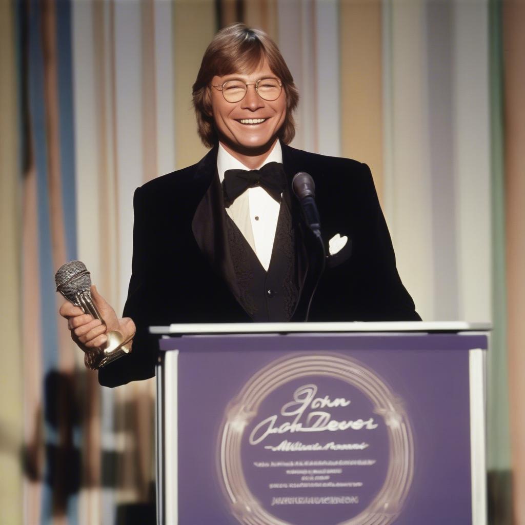 John Denver receiving an award for his musical achievements