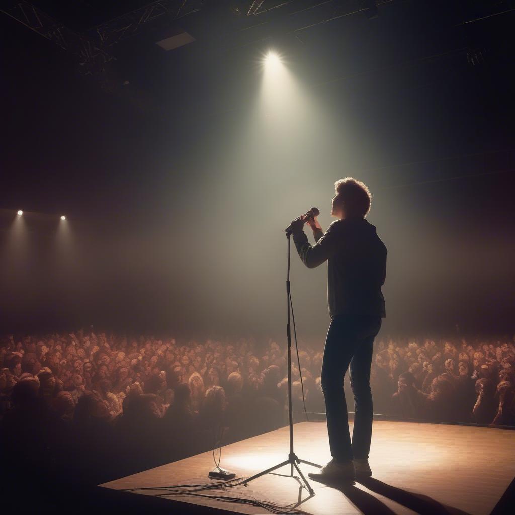 Karaoke singer on stage