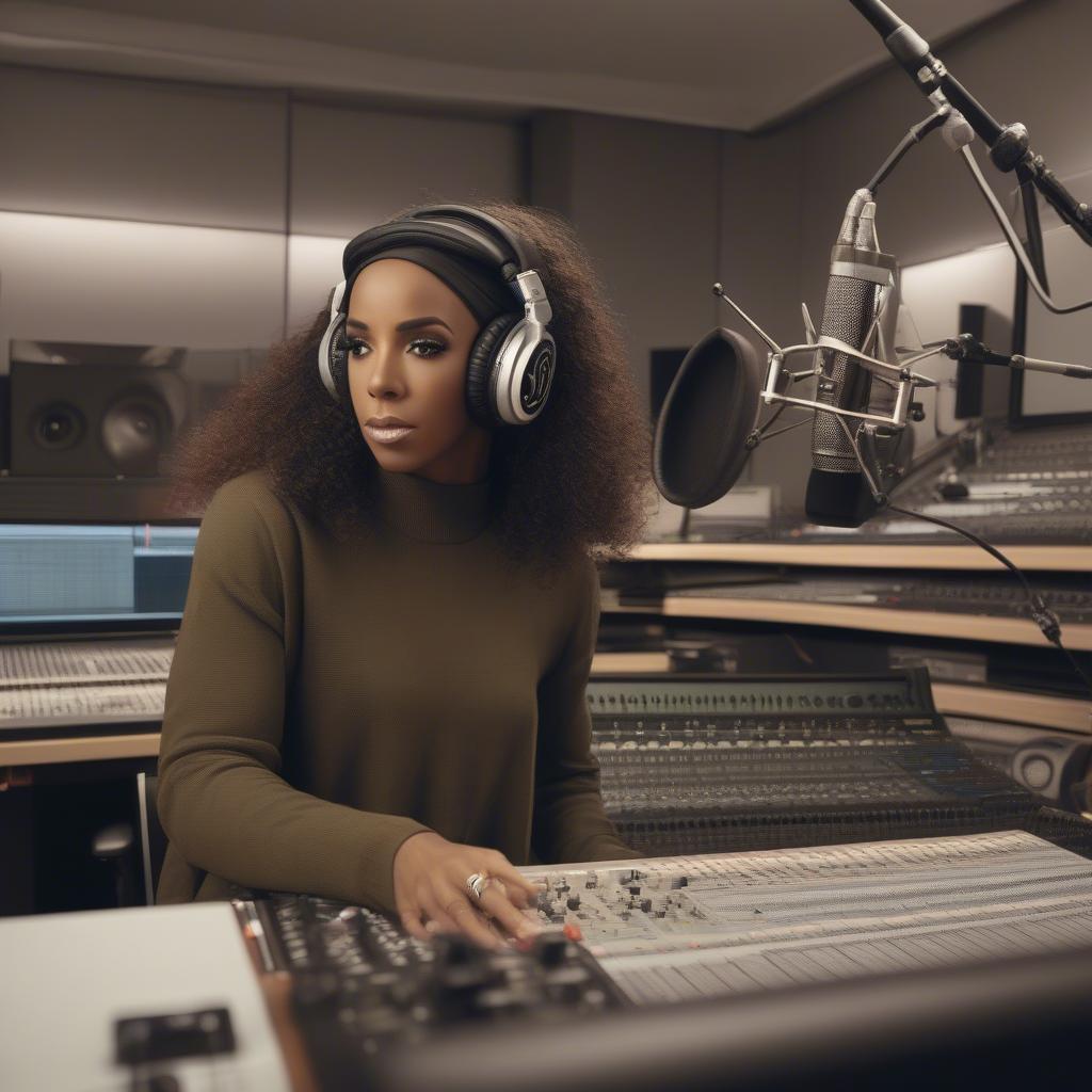 Kelly Rowland in the recording studio