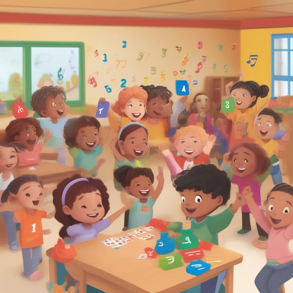 Kids Singing and Counting in Classroom