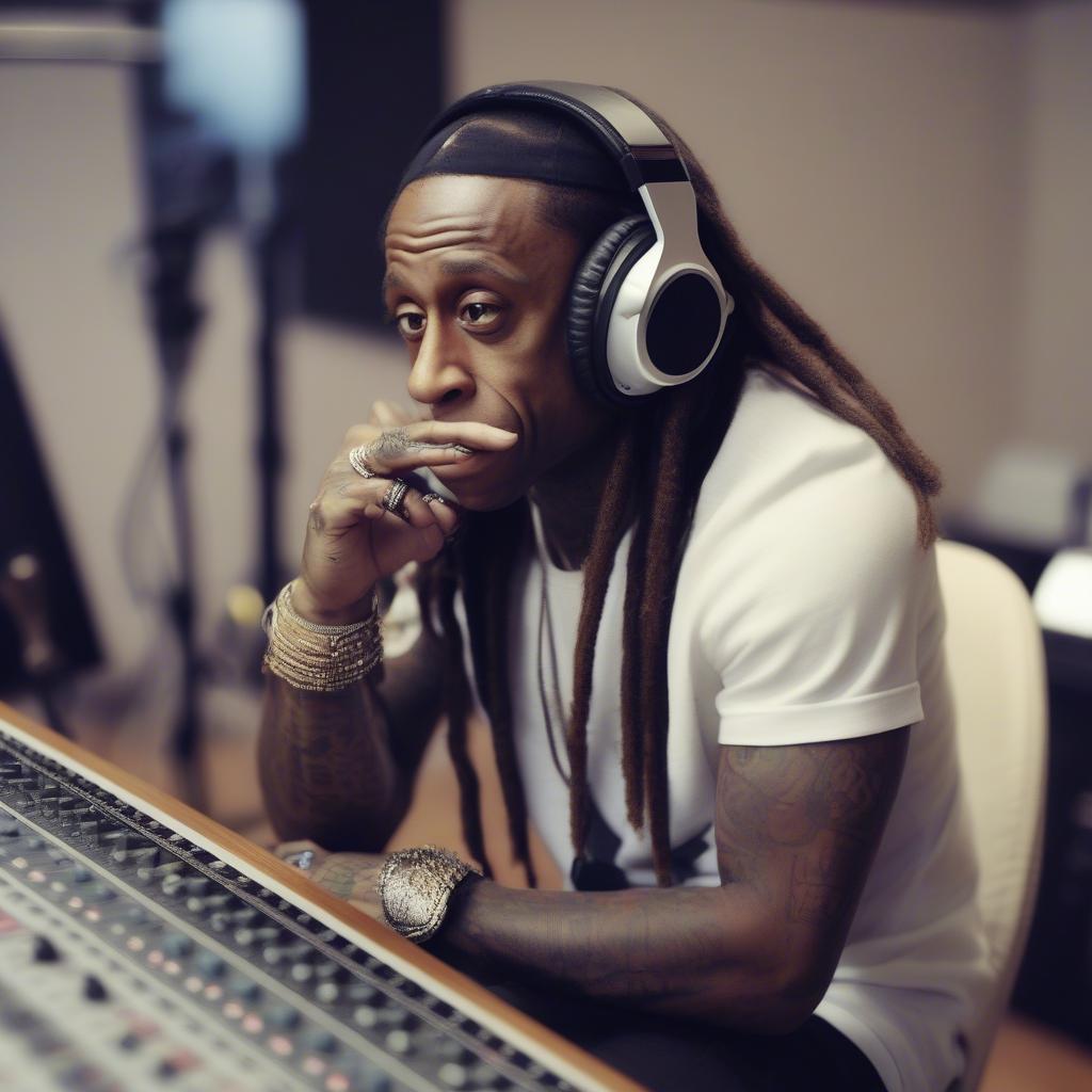 Lil Wayne in the recording studio