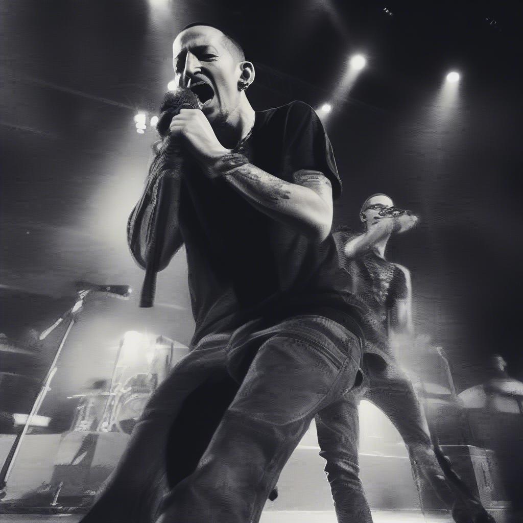 Linkin Park performing live with Chester Bennington