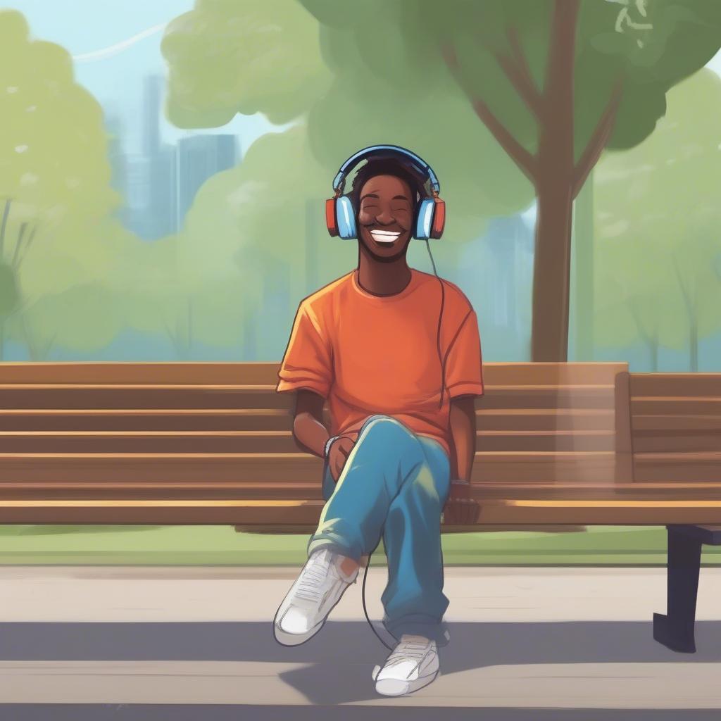 Person enjoying clean rap with headphones