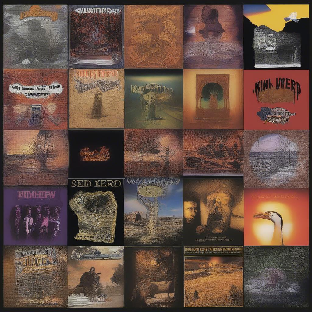 A collage of Lynyrd Skynyrd's most iconic album covers, showcasing the band's visual identity and evolution throughout their career.