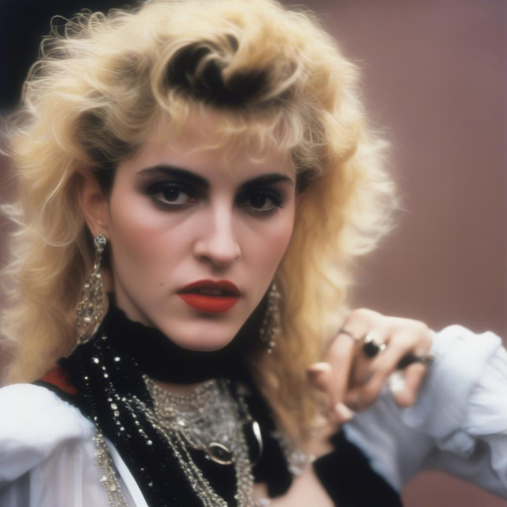 Madonna in 1984: A young Madonna with her signature 80s look.