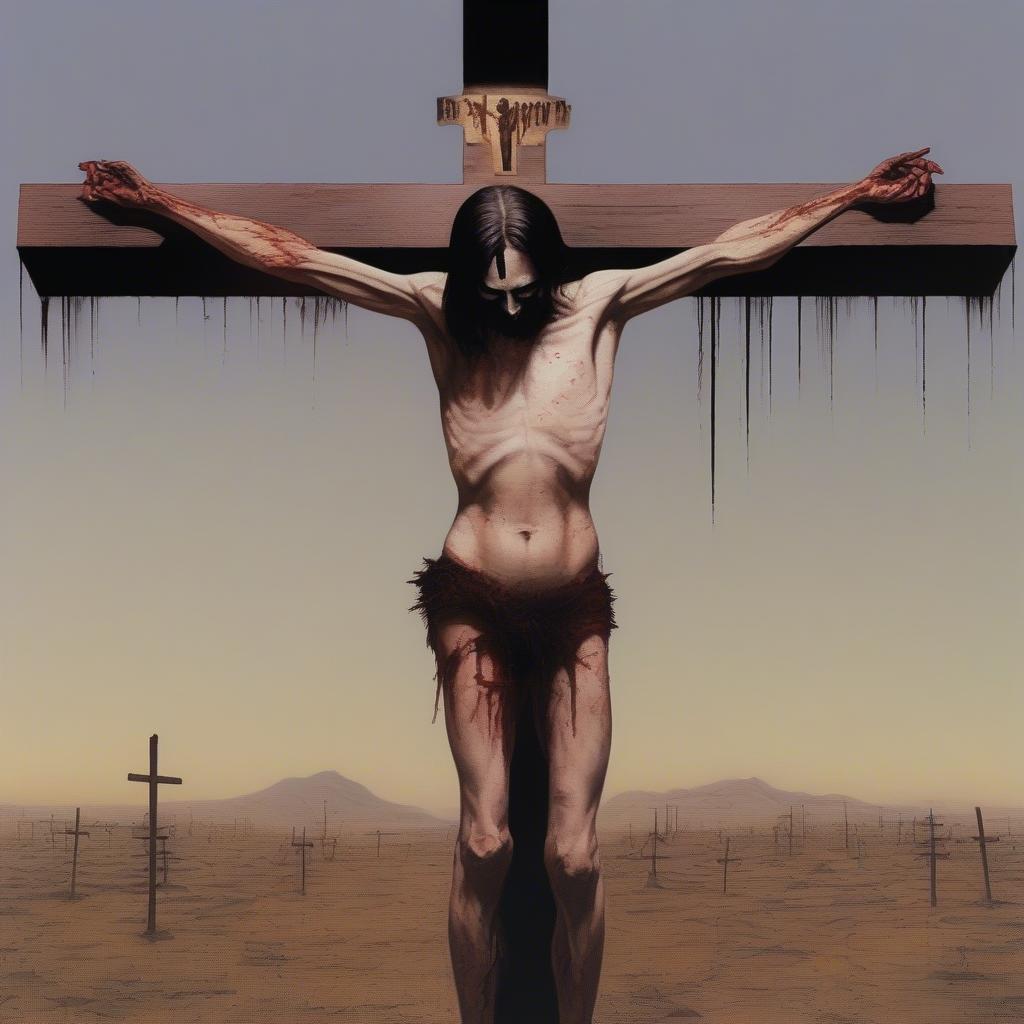 Marilyn Manson's Holy Wood album cover featuring his crucified image, symbolizing his commentary on societal issues.