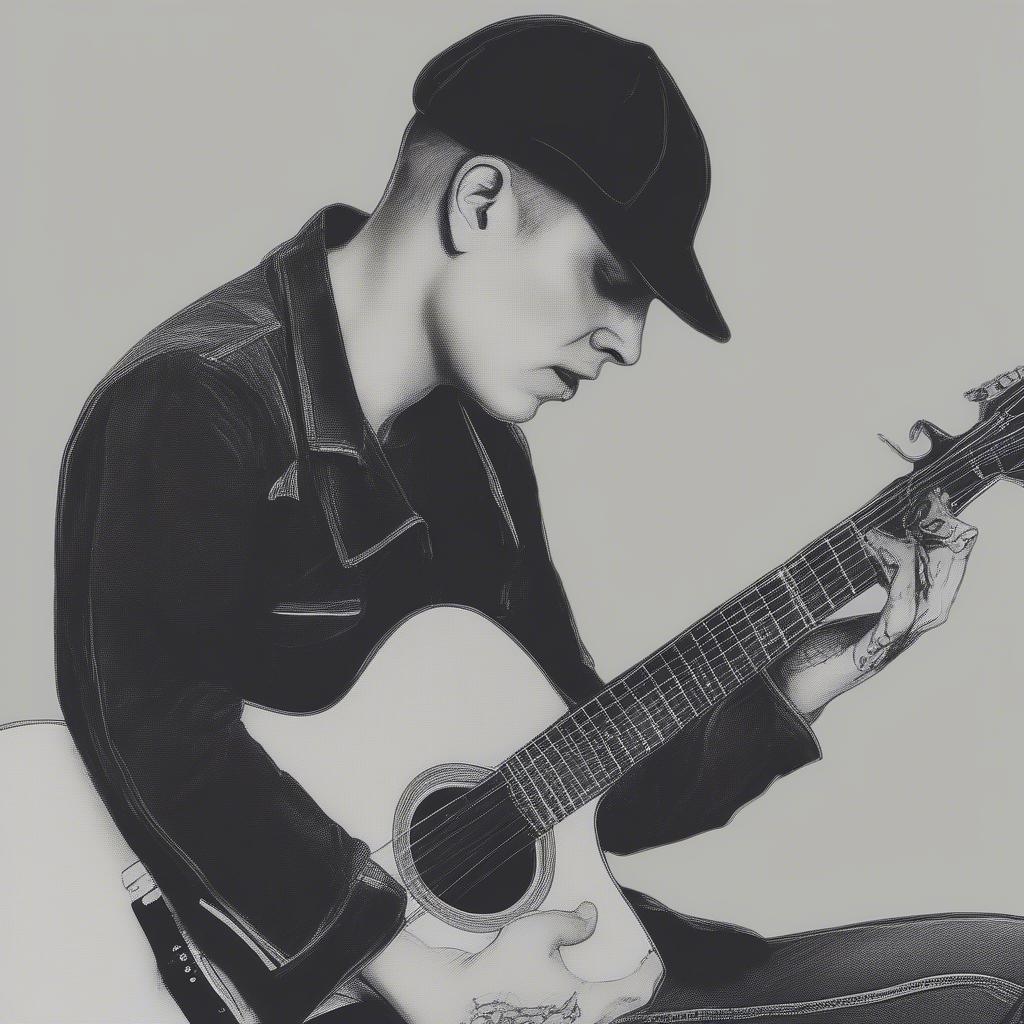 Matt Skiba playing an acoustic guitar