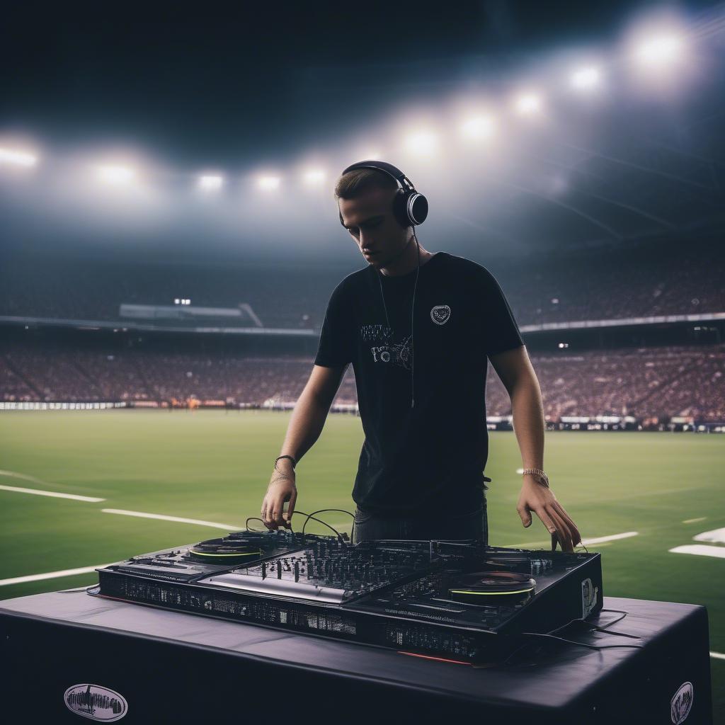 Modern Football DJ in Stadium