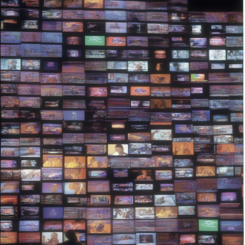 Wall of Televisions Displaying Various Music Videos