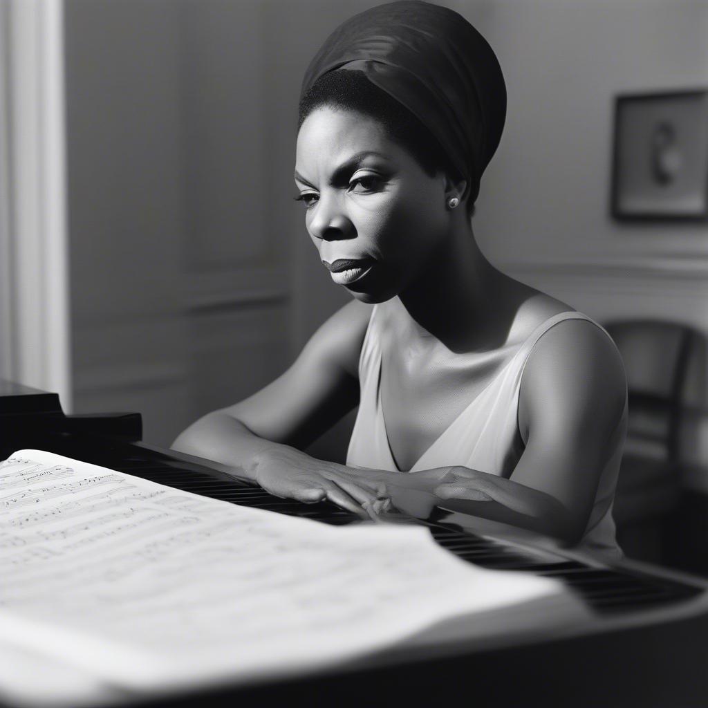 Nina Simone at the piano