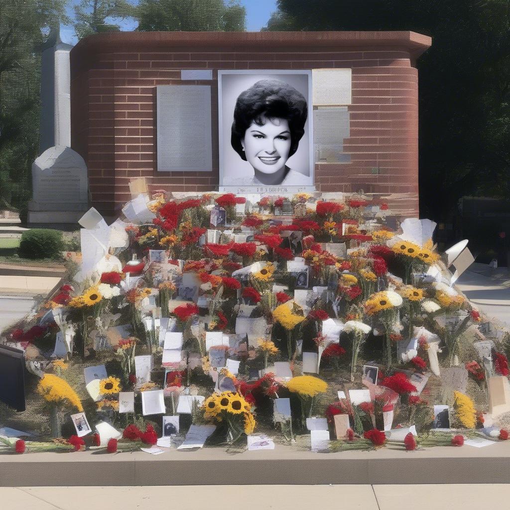 Fans gathered around a Patsy Cline memorial, expressing their continued admiration