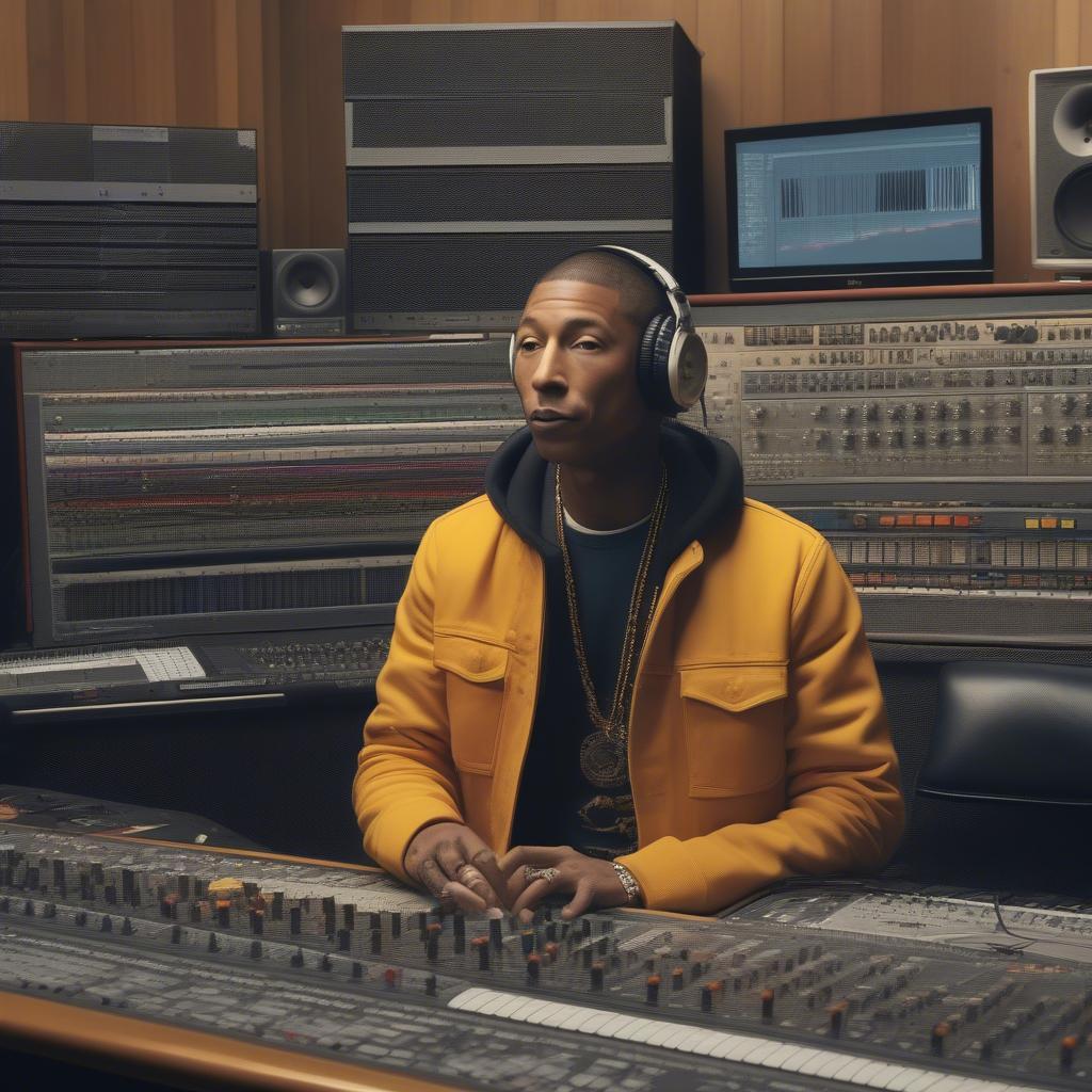 Pharrell Williams in the studio