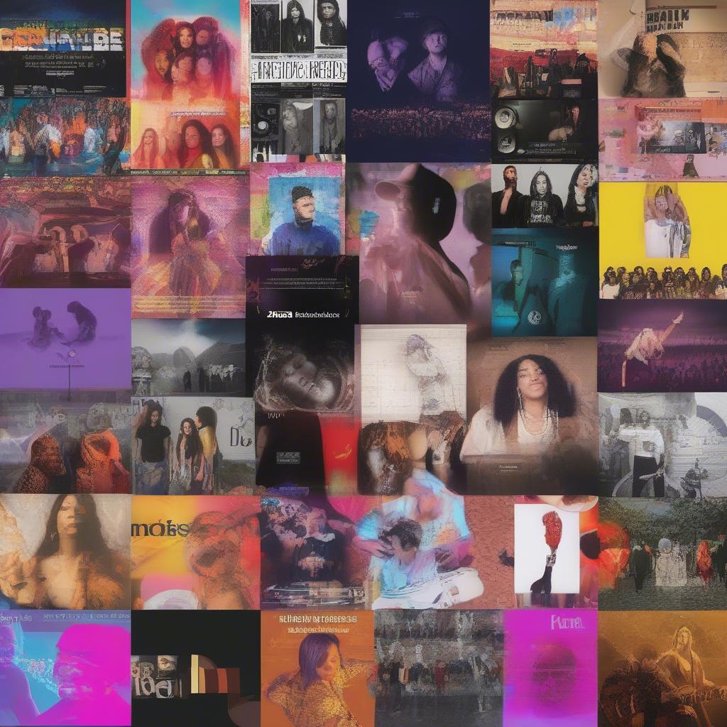 Popular Music Trends 2019: A collage showcasing various musical genres popular in 2019, including pop, hip-hop, electronic music, and R&B, with images of prominent artists from each genre.