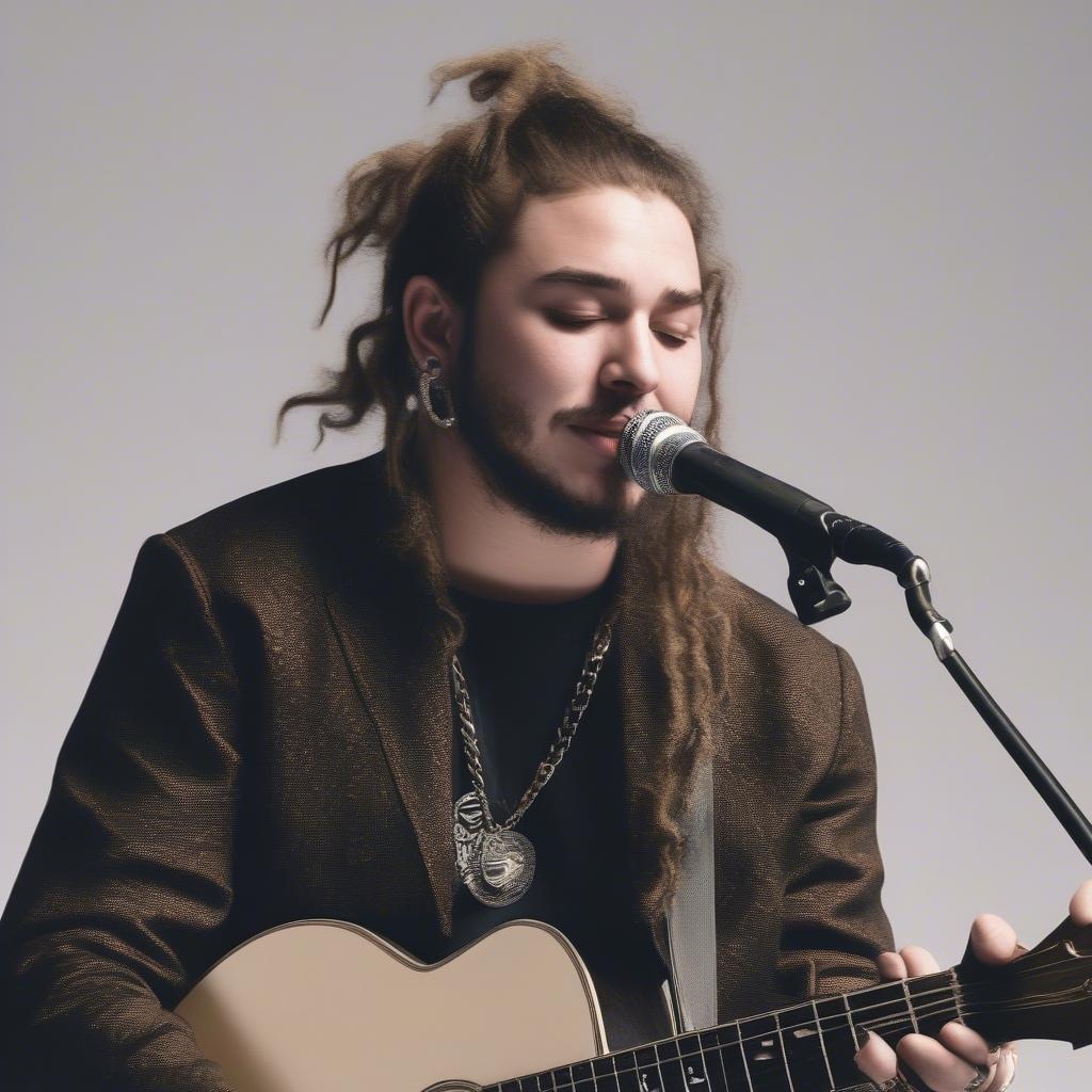 Post Malone performing an acoustic set