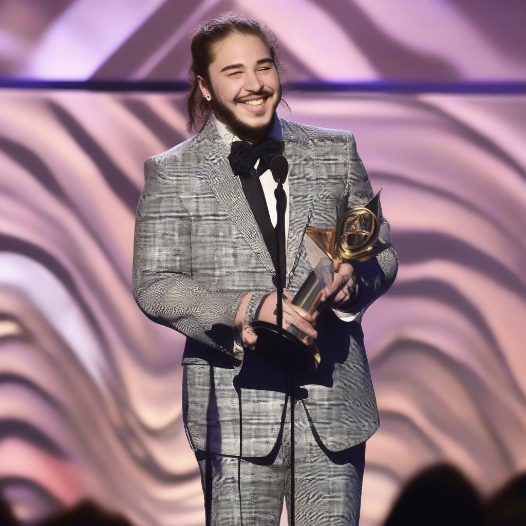 Post Malone accepting a music award