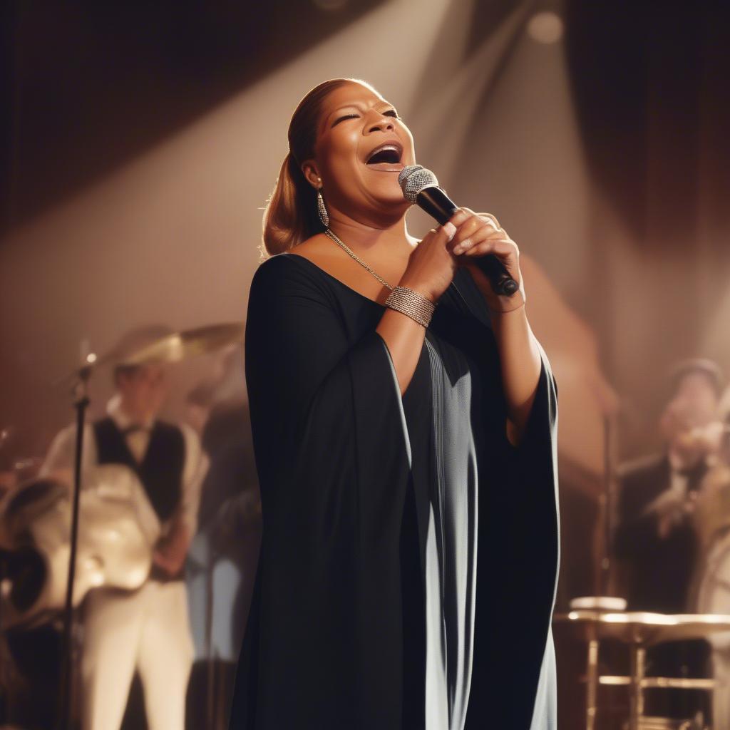 Queen Latifah performing jazz music