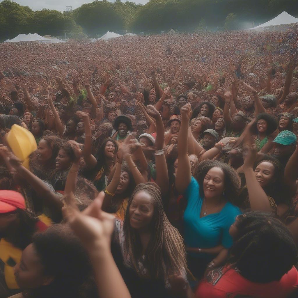 Crowd Cheering at a Reggae Concert