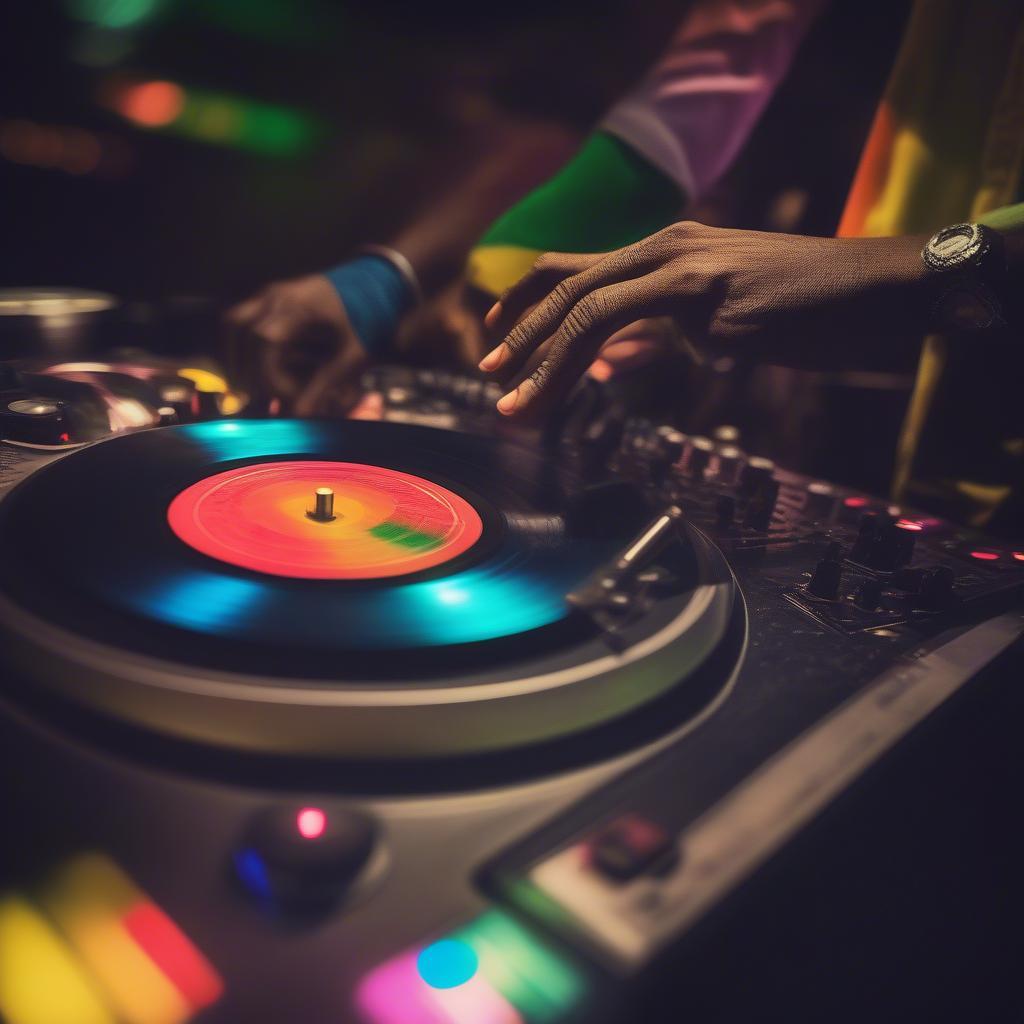 Reggae DJ Mixing Vinyl in 2015