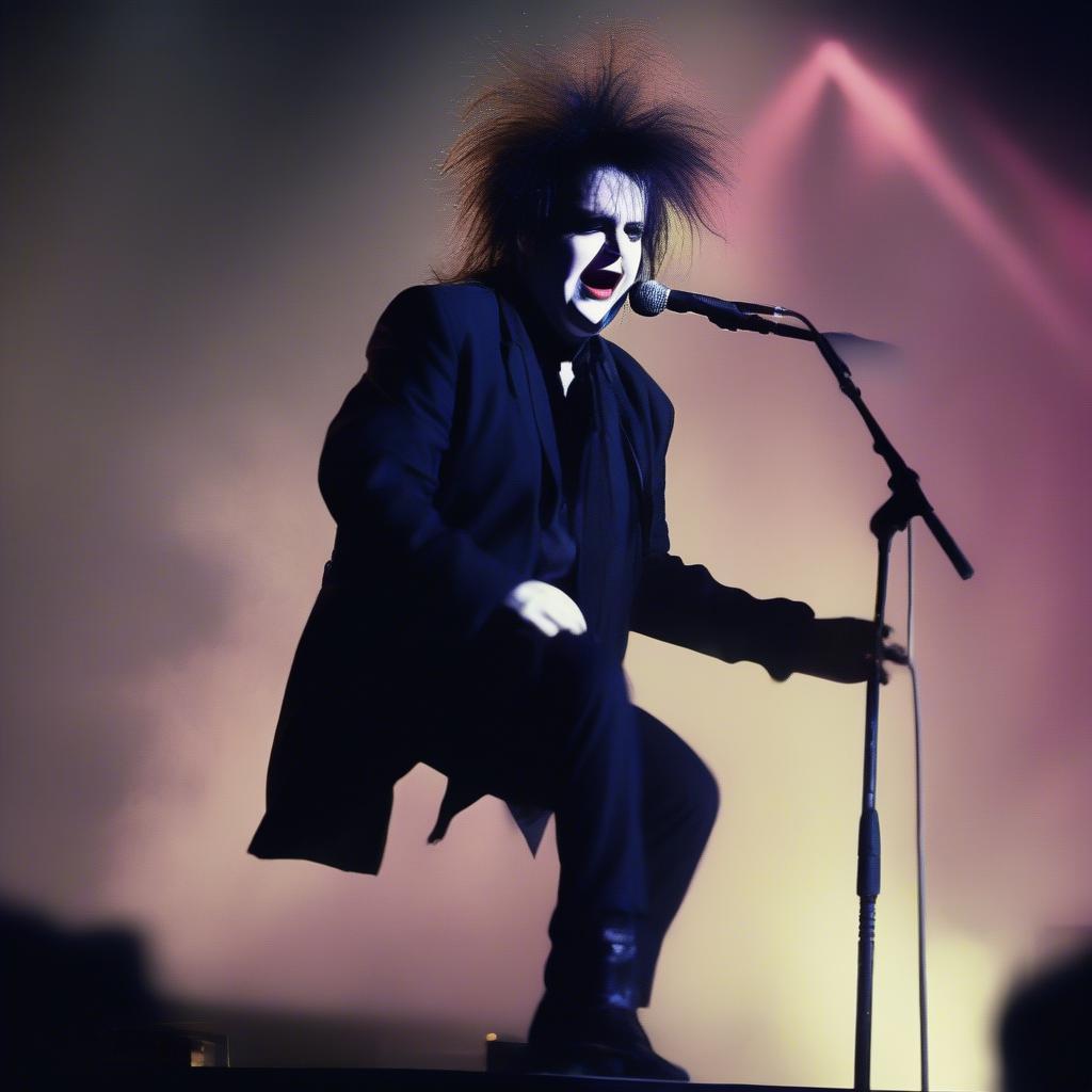 Robert Smith of The Cure performing live on stage