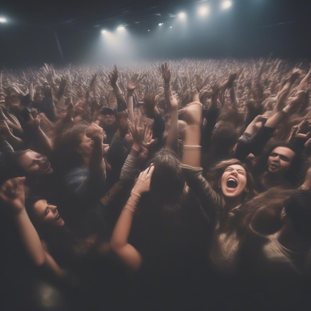 Enthusiastic Rock Fans at a Concert