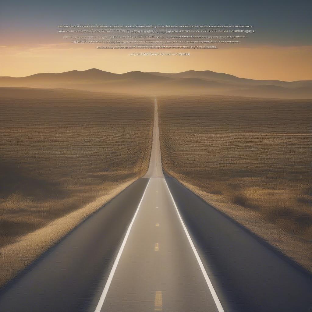 Open road with "Running Down a Dream" lyrics overlaid