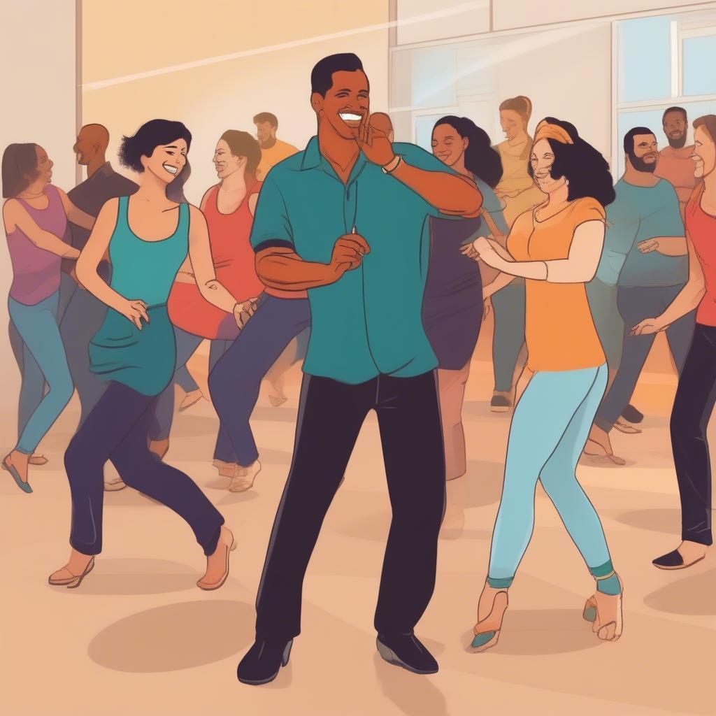 A salsa dance class for beginners